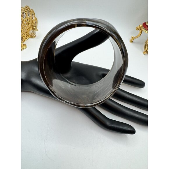 Bracelet Vintage Geometric Chunky Resin Acrylic Irregular Bangle Brown - Picture 8 of 9